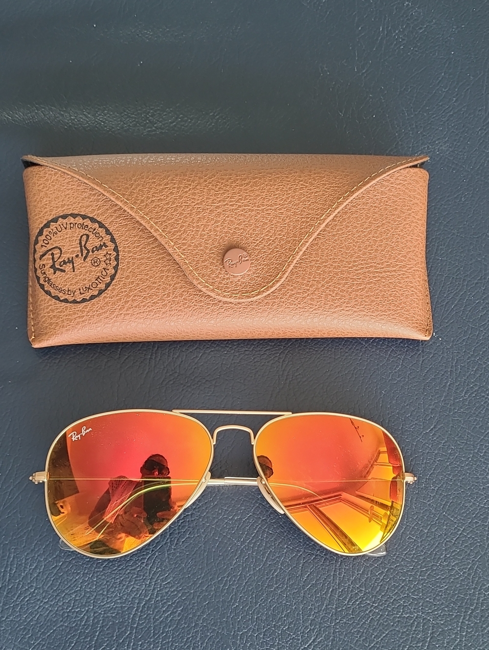Ray Ban Orange/Red Mirrored Aviator Flash
